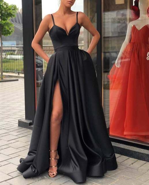 Slimming Color Slip Dress With A Trailing Satin Evening Gown For Banquets 2