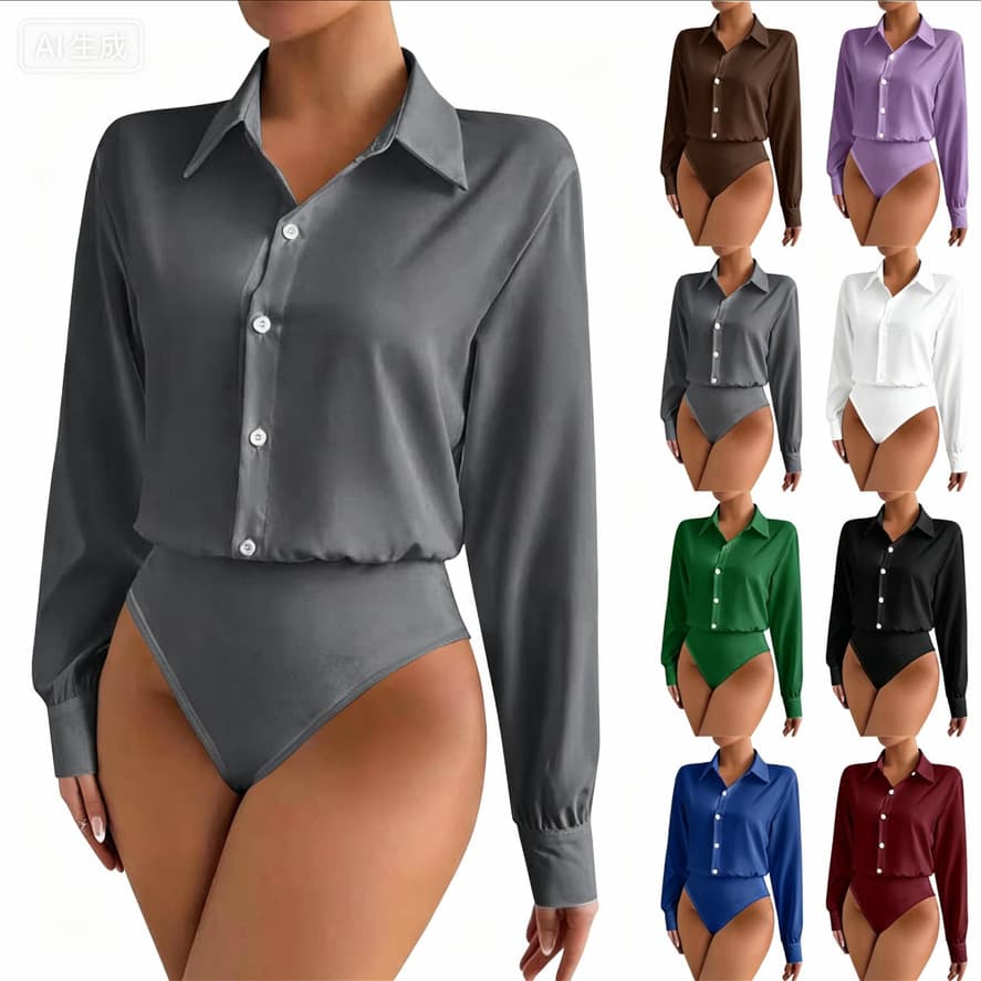 Womens Casual Long-sleeve Cardigan-button-up Shirt Top 11