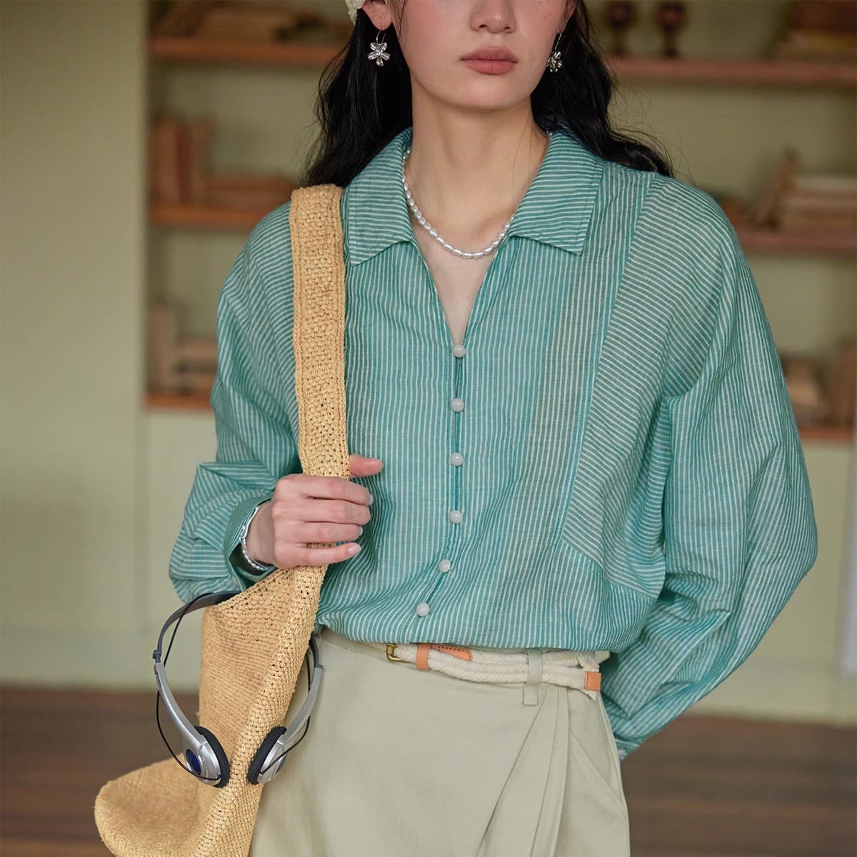 French-striped Lightweight Sun-protection Shirt 5