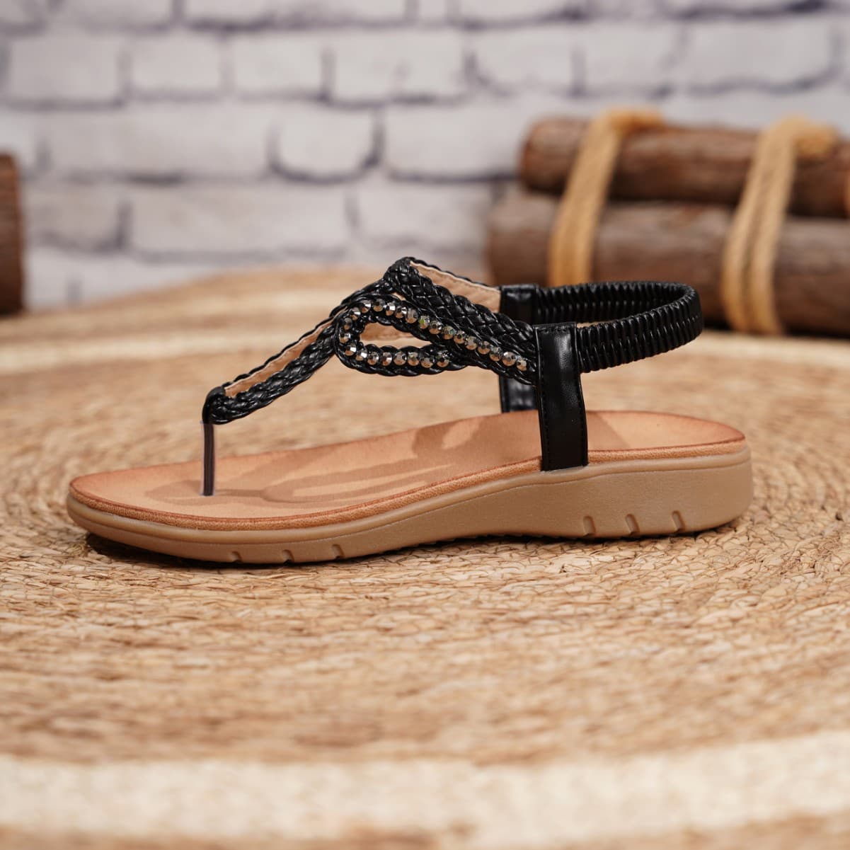 Stylish Rhinestone Beach Sandals Bohemian-style Womens Sandals For Vacation 5