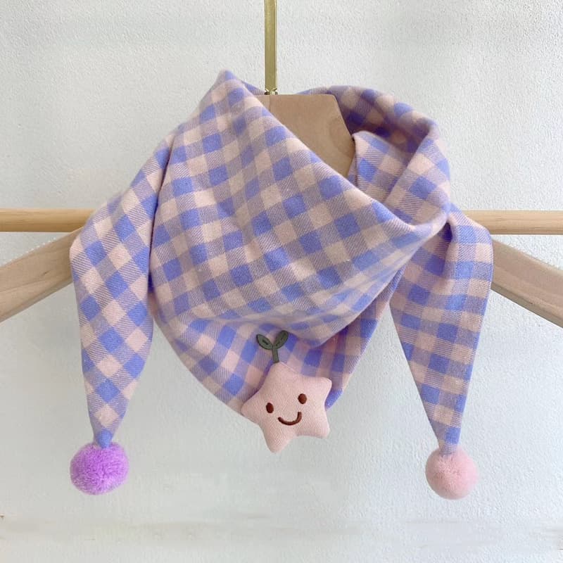 Korean-style Cotton-linen Plaid Childrens Scarf Versatile And Easy To Match 22