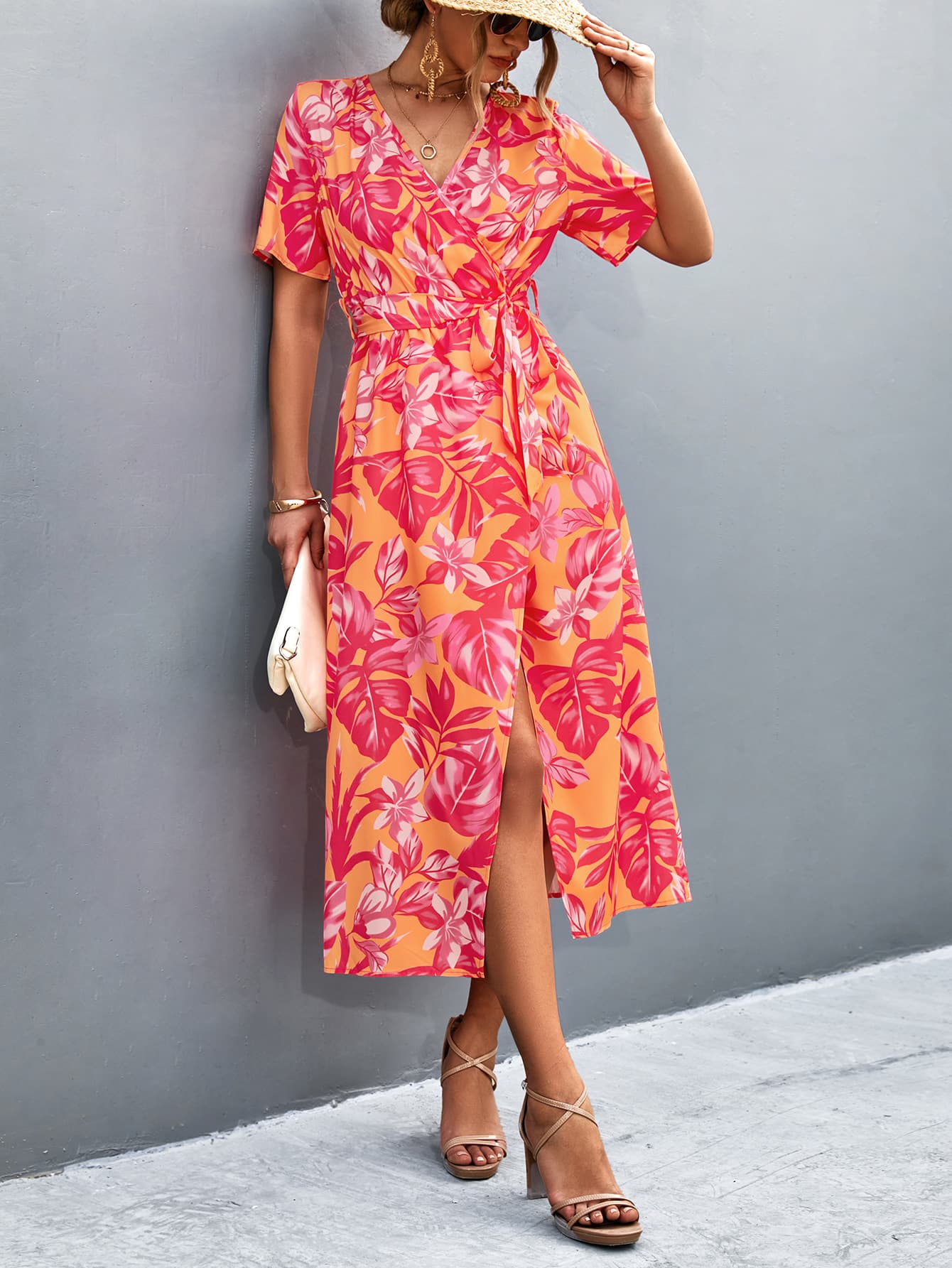 European And American Womens Cross-printed Dress 4