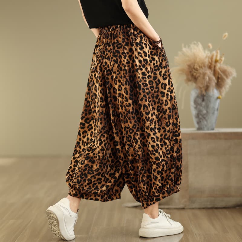 Fashionable Vintage Leopard-print Bloomers Wide-leg Pants 2