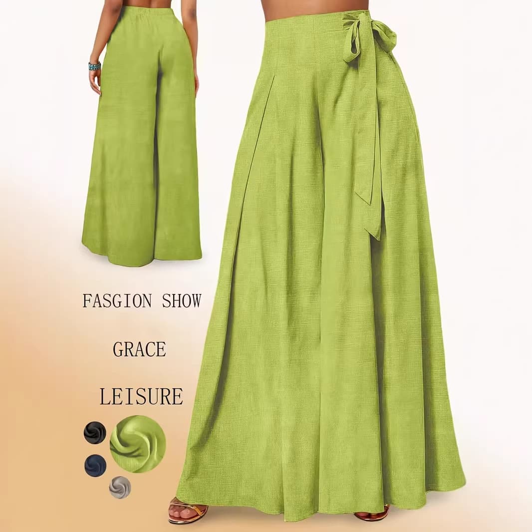 Lace-up Wide-leg Culottes With Pleats European Size Versatile And Easy To Match 10