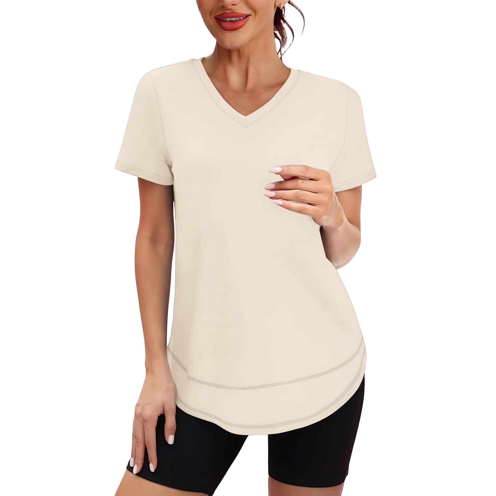 V-neck Sports Quick-dry Solid-color Short-sleeve T-shirt 4