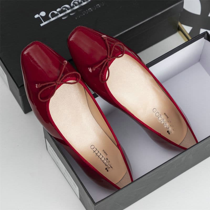 French-style Vintage Square-toe Patent Leather Low-cut Pumps 7