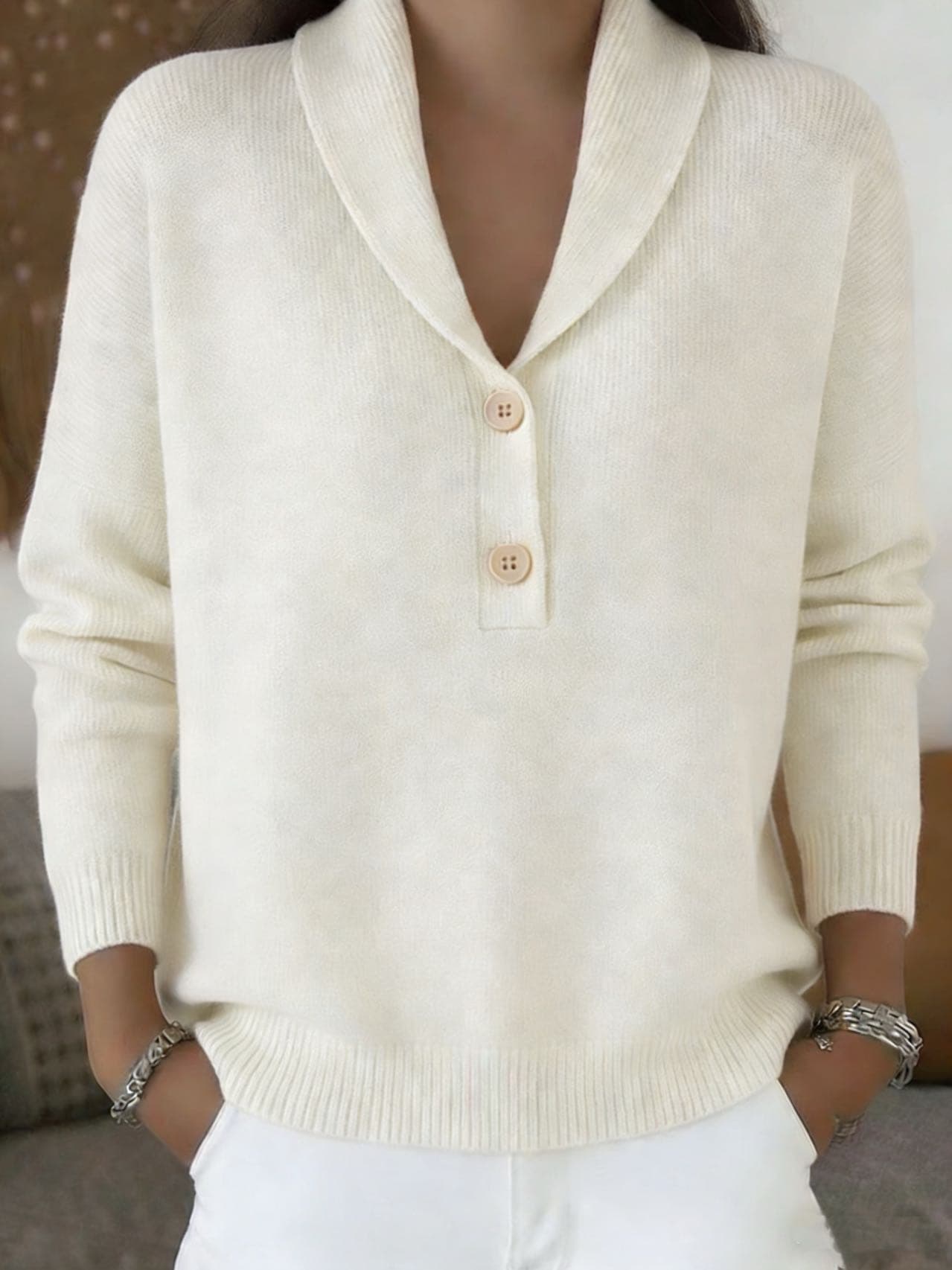 New Fallwinter Solid-color Polo-neck Casual Chic Womens Wear 2