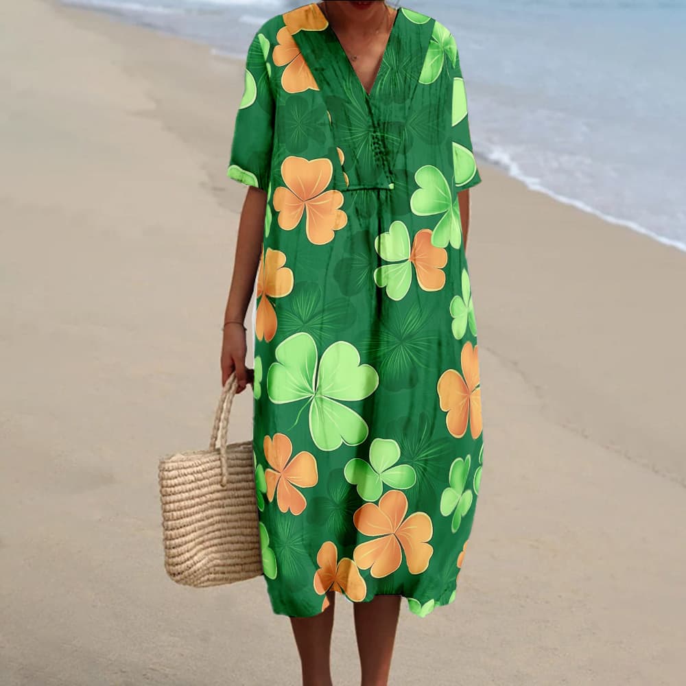 Womens Retro Dress With A Digital Floral Pattern 4