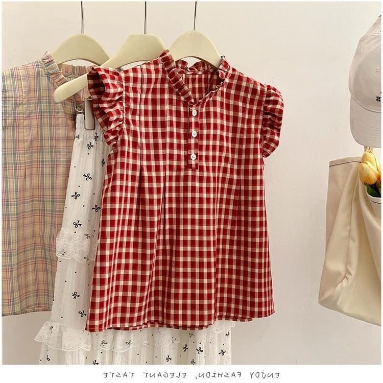 Red Plaid Slimming Sleeveless Shirt For Women 6