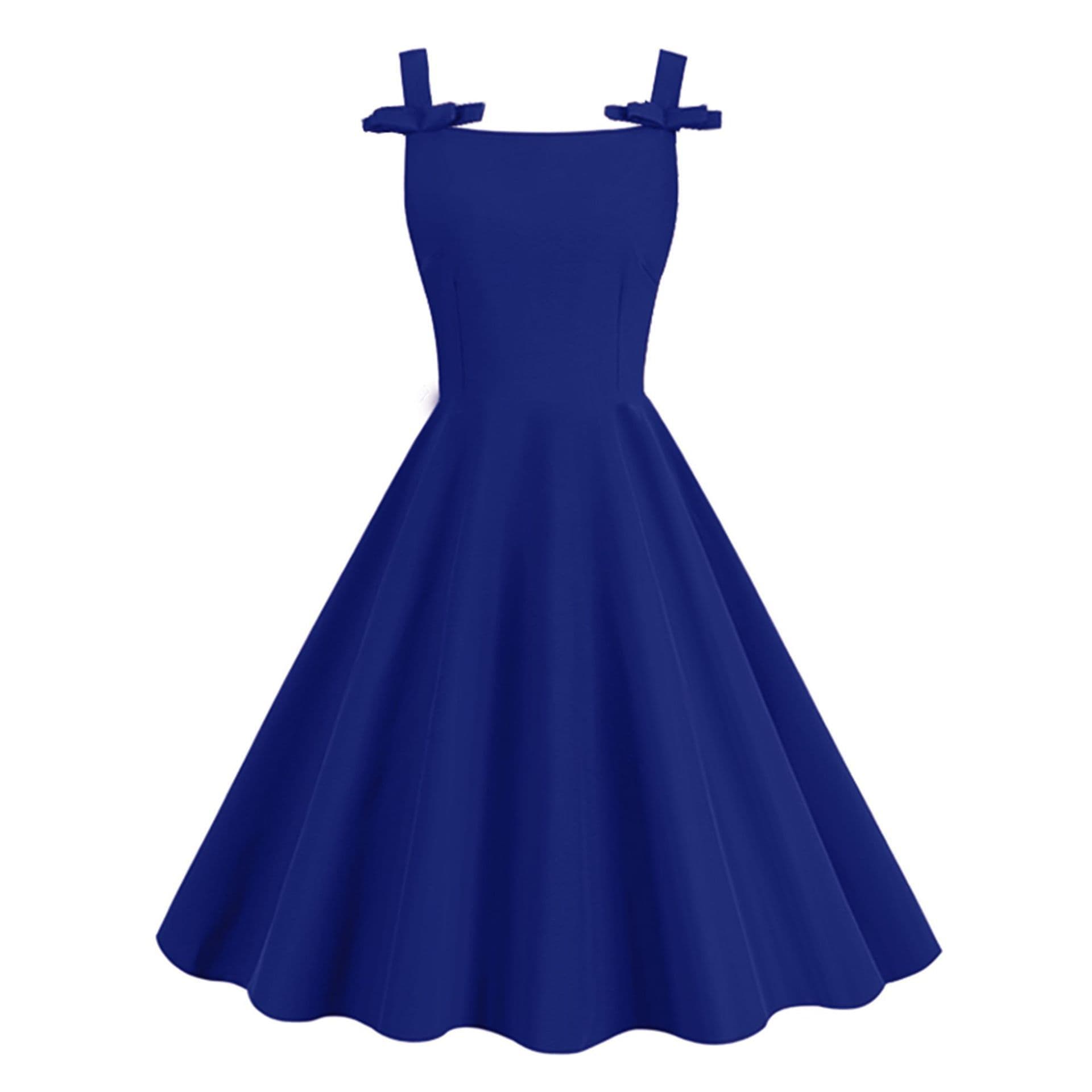 Sleeveless Village-color Bow-tie Audrey Hepburn-style Strap Maxi Dress, New Style 3