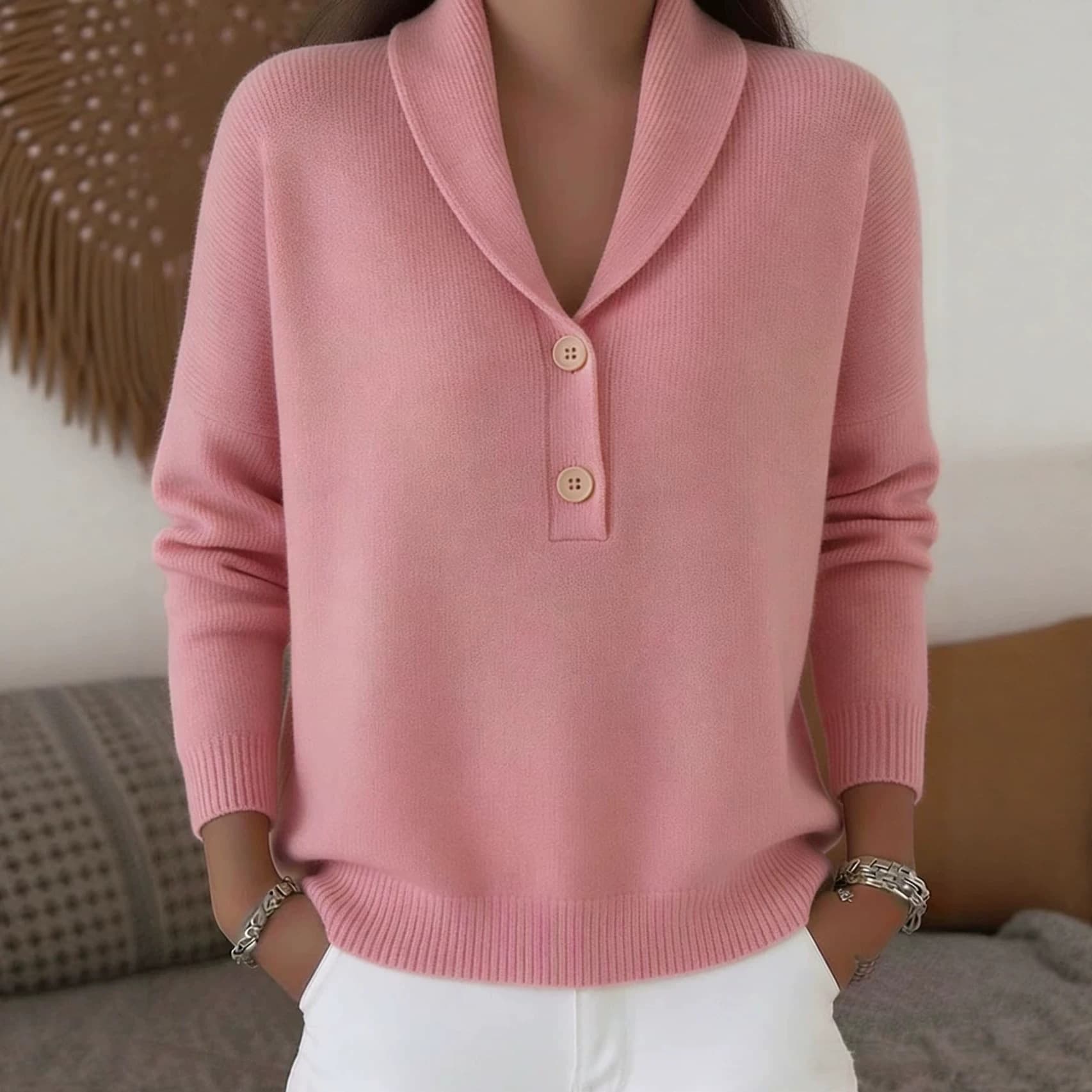 New Fallwinter Solid-color Polo-neck Casual Chic Womens Wear 4