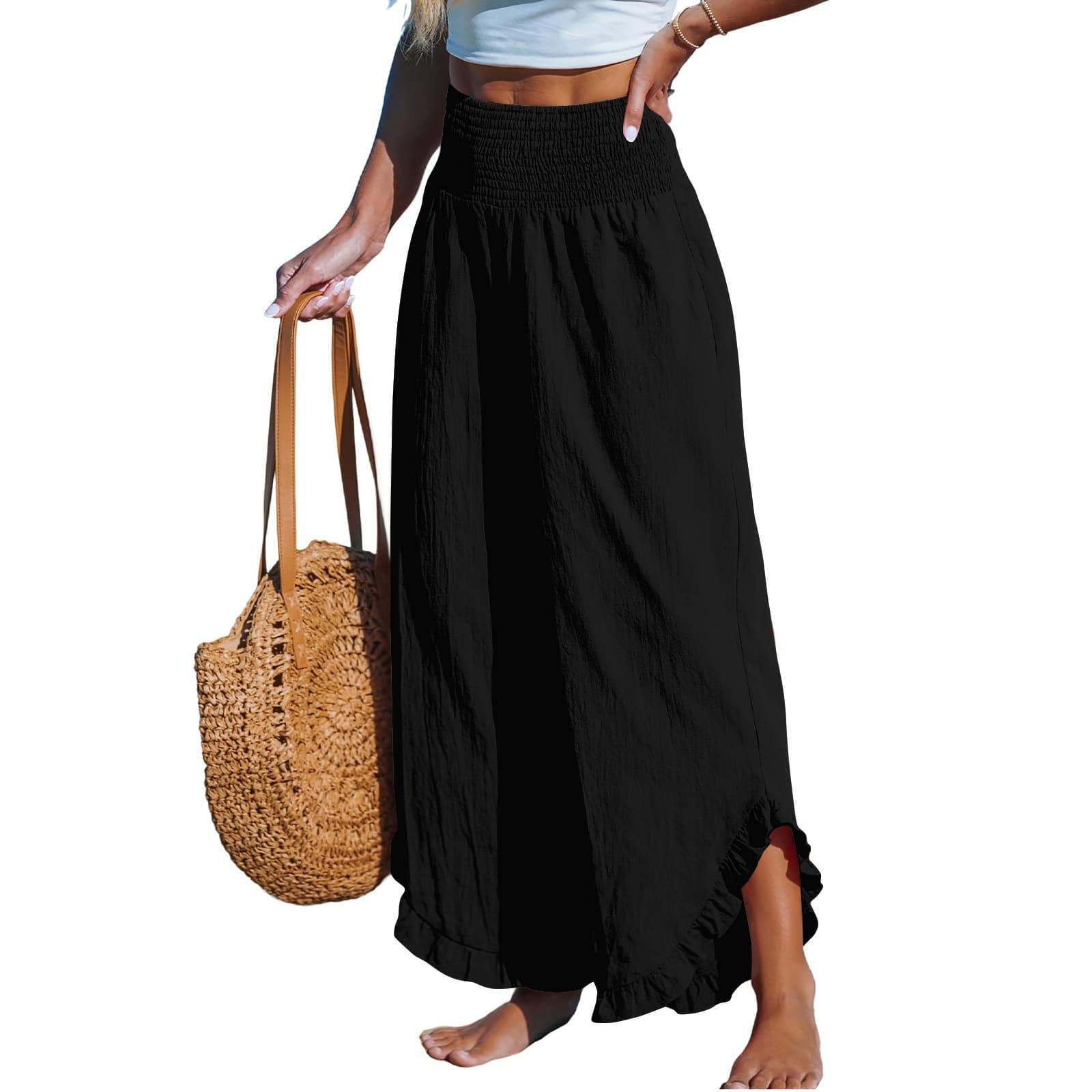 Pleated Asymmetrical Hem Cotton-linen Loose-fit Casual Pants 12