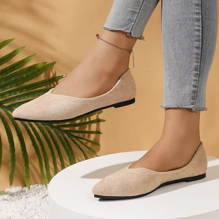 Suede Flat Large-size Womens Shoes European And American Style Pointed-toe Flat Sole 7