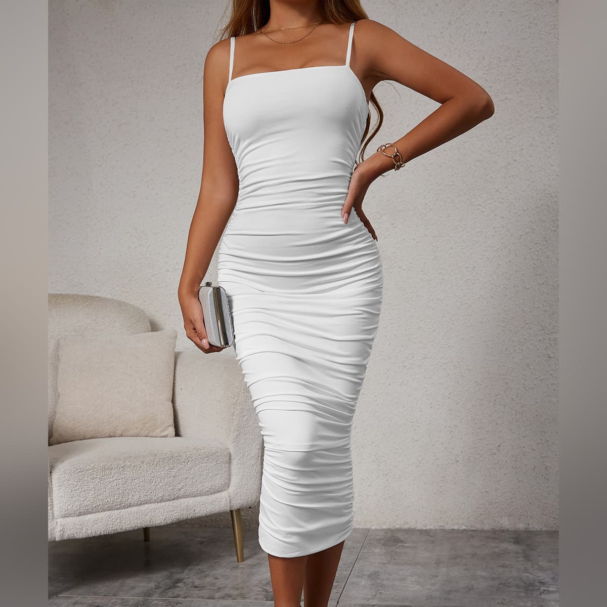 Womens 2025 Long Strap Pleated Dress 3