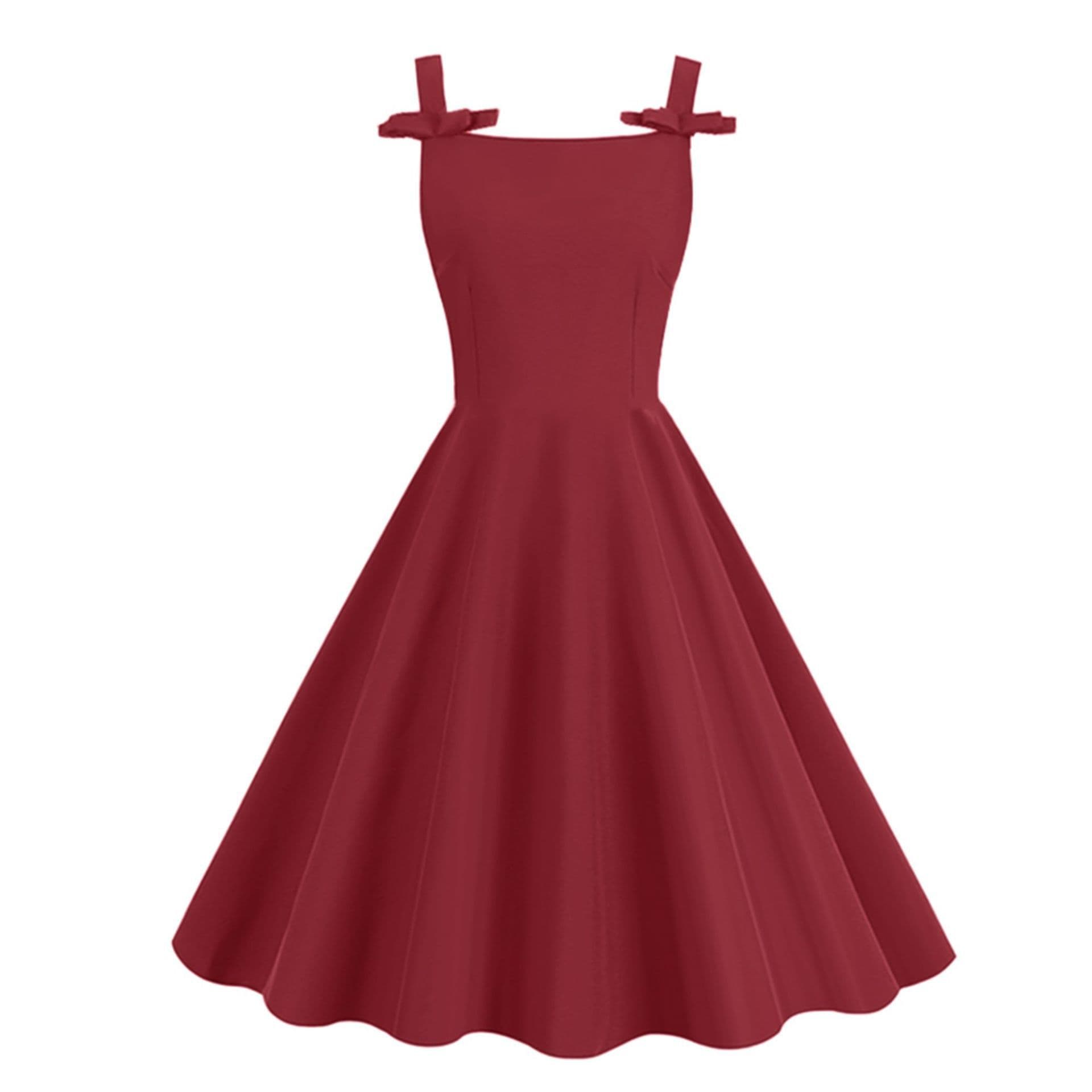Sleeveless Village-color Bow-tie Audrey Hepburn-style Strap Maxi Dress, New Style 9