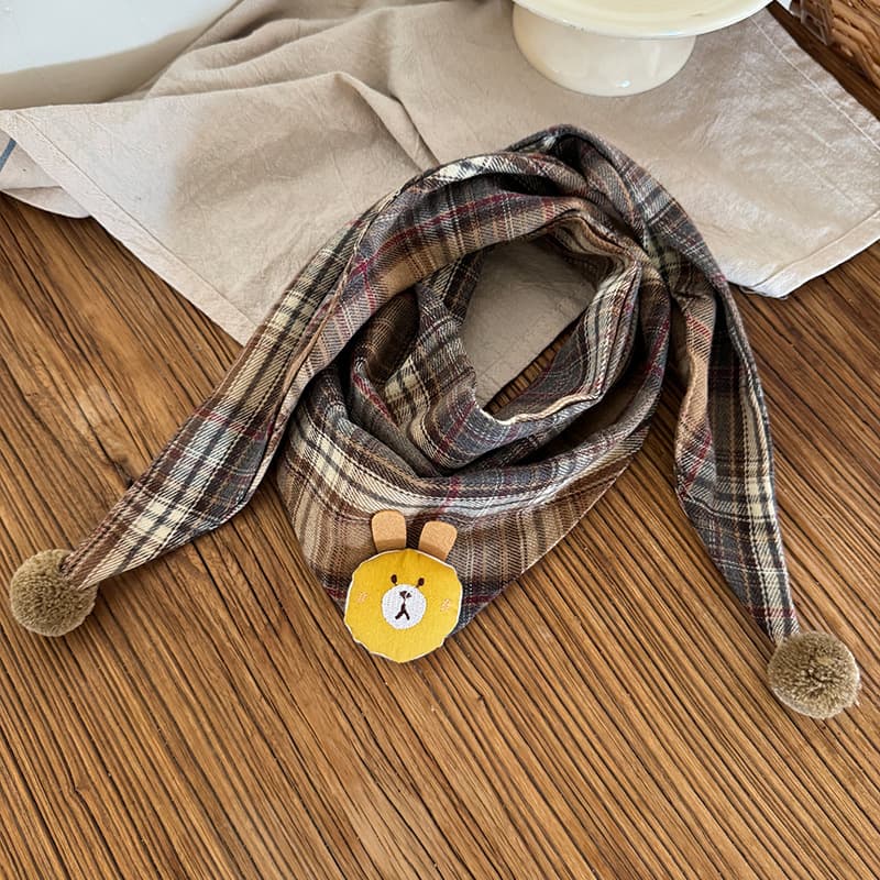Korean-style Cotton-linen Plaid Childrens Scarf Versatile And Easy To Match 11