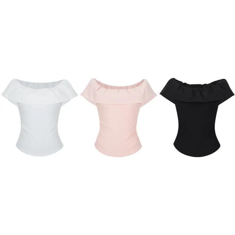 Stunning Pink Off-shoulder Top With A Boat Neckline And Ruffled Short Sleeves 7