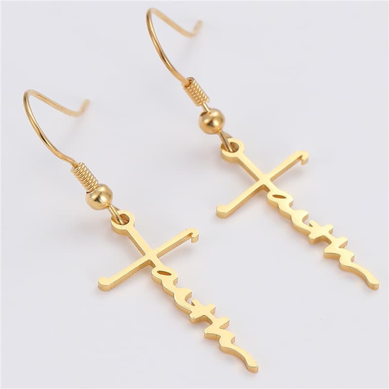 Golden Stainless Steel Heart Earrings 3
