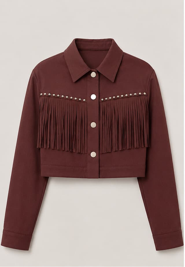 Fringe Faux Suede Short Womens Jacket 10