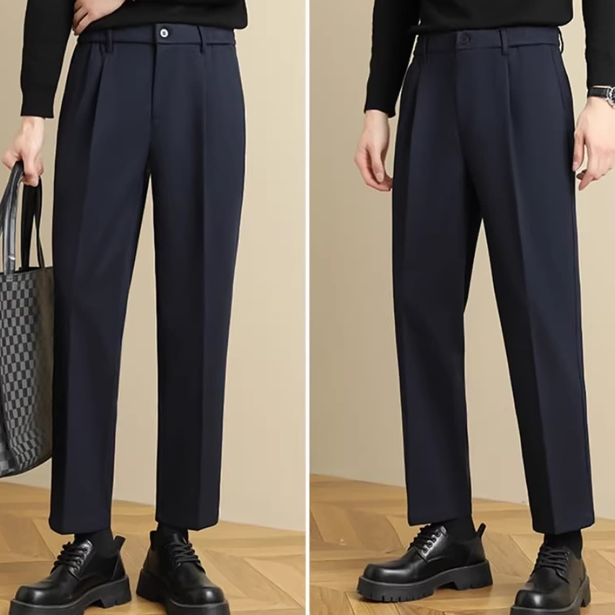 Mens Casual Nine-point Loose Straight-leg Pants 4