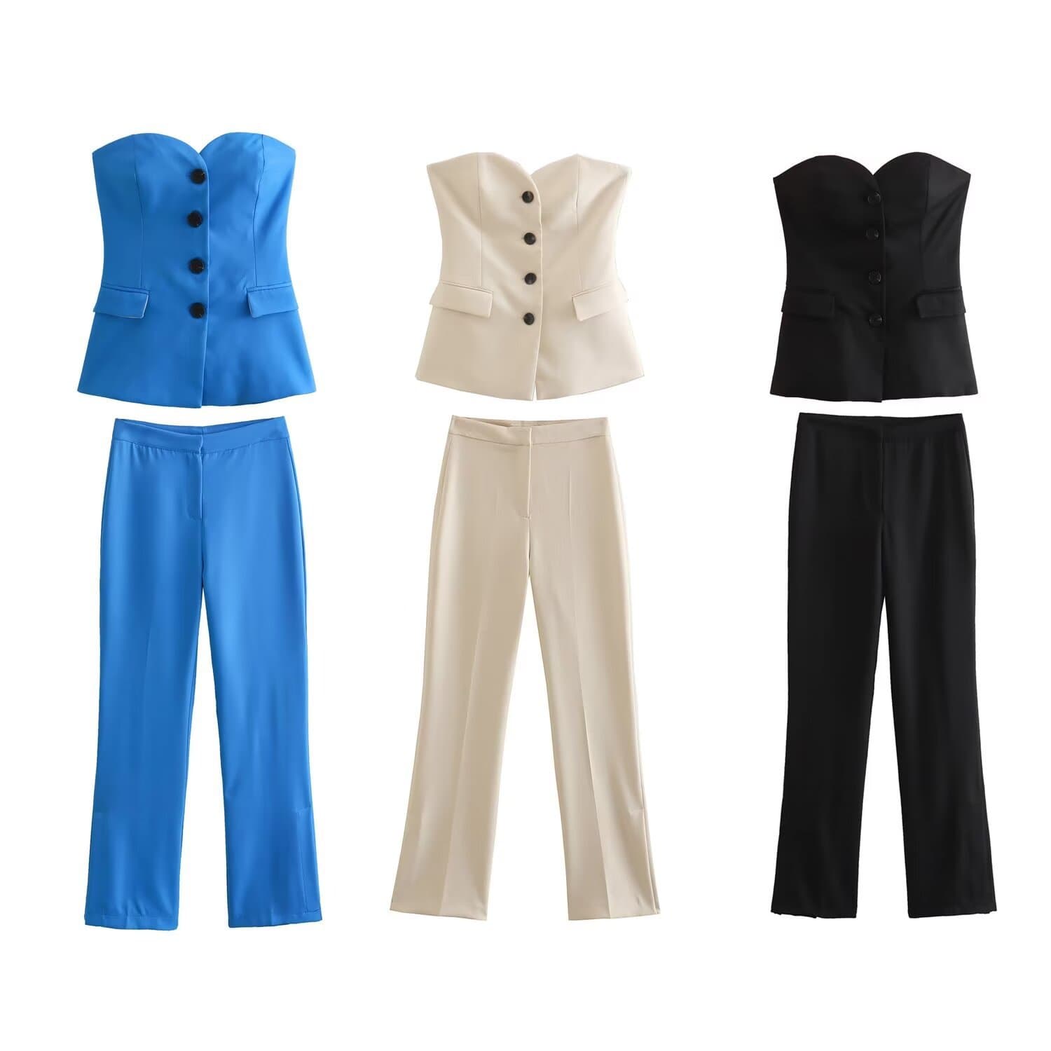 Workwear Vest And Straight-leg Pants Set 2