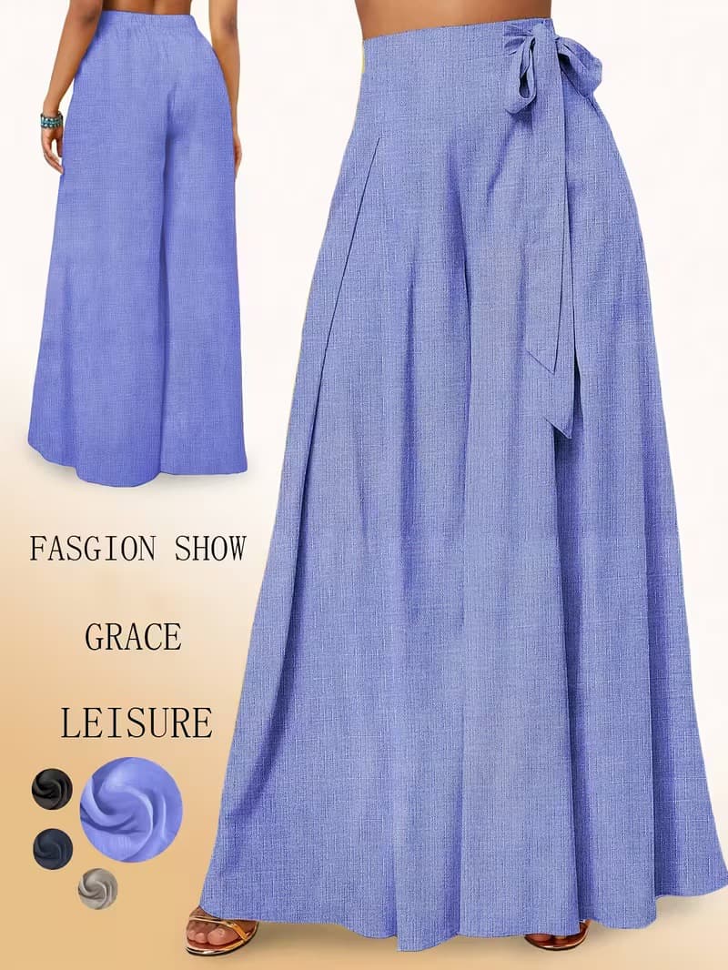 Lace-up Wide-leg Culottes With Pleats European Size Versatile And Easy To Match 3