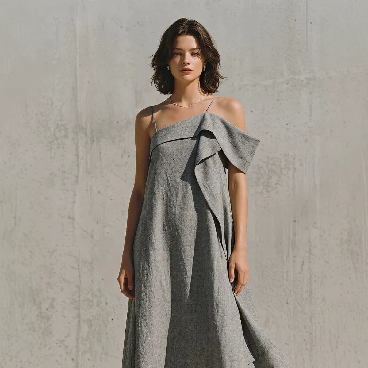 Irregular Hem Asymmetrical Off-shoulder Dress 9