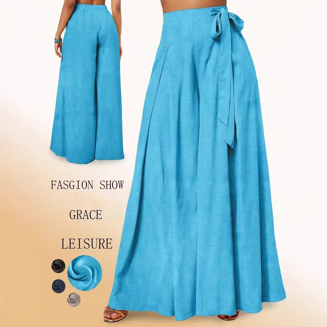 Lace-up Wide-leg Culottes With Pleats European Size Versatile And Easy To Match 6