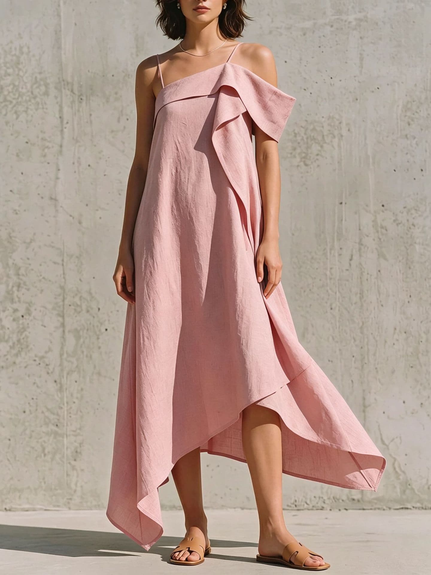 Irregular Hem Asymmetrical Off-shoulder Dress 3