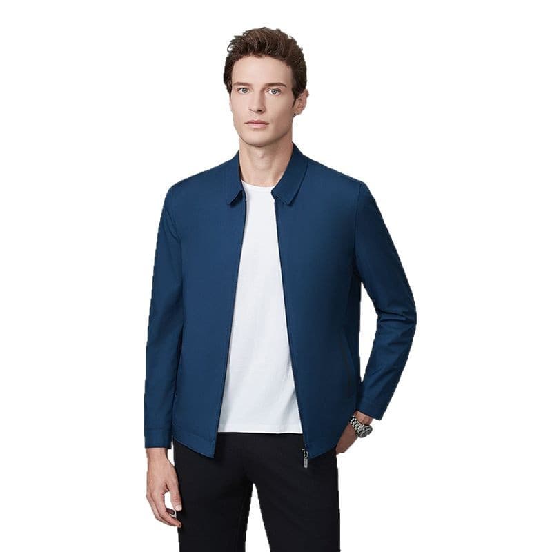 Mens Executive Jacket Notched Lapel Relaxed Fit Thin Style For Middle-aged Men 3