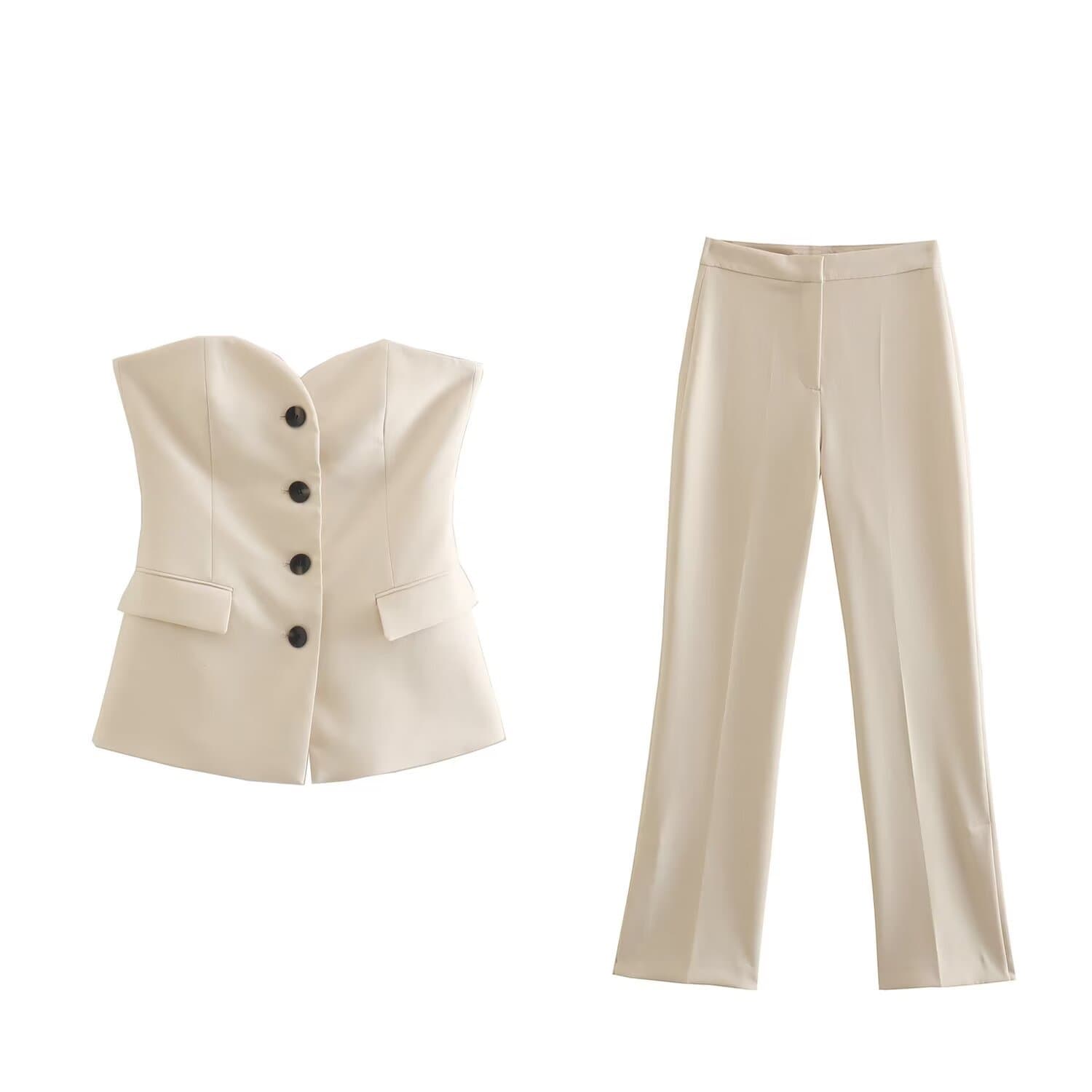Workwear Vest And Straight-leg Pants Set 7