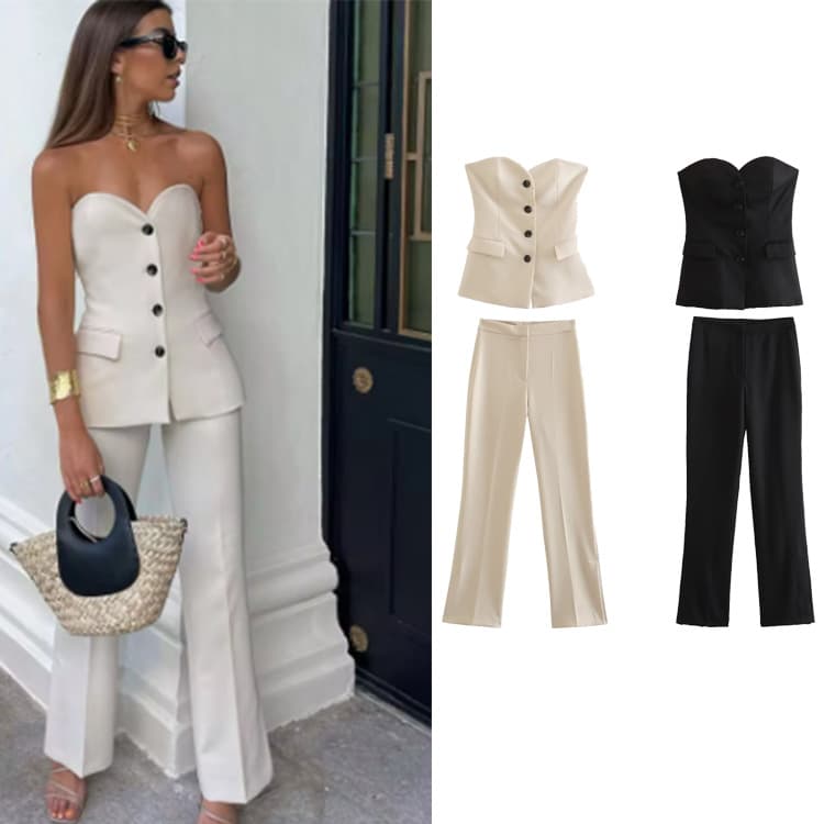 Workwear Vest And Straight-leg Pants Set 6