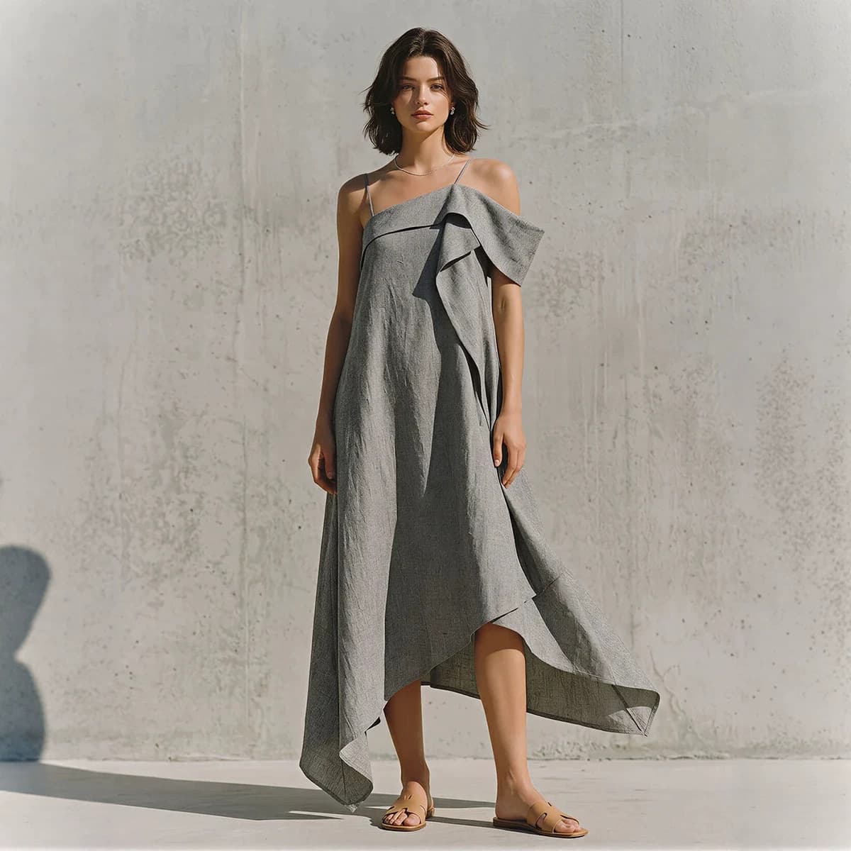 Irregular Hem Asymmetrical Off-shoulder Dress 2
