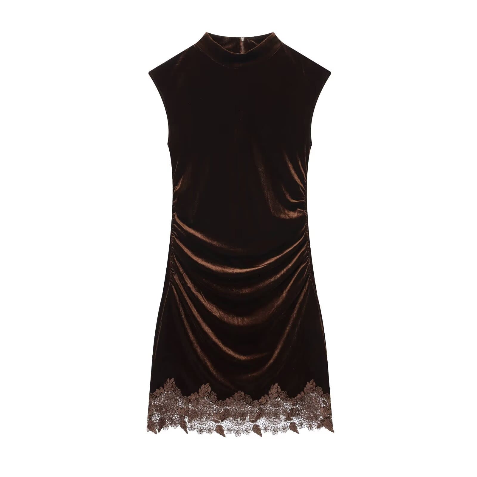 Fashionable Womens Lace Velvet Dress With A High Waist 4