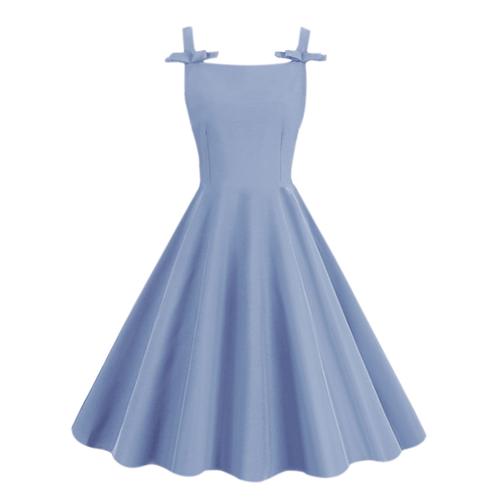 Sleeveless Village-color Bow-tie Audrey Hepburn-style Strap Maxi Dress, New Style 7
