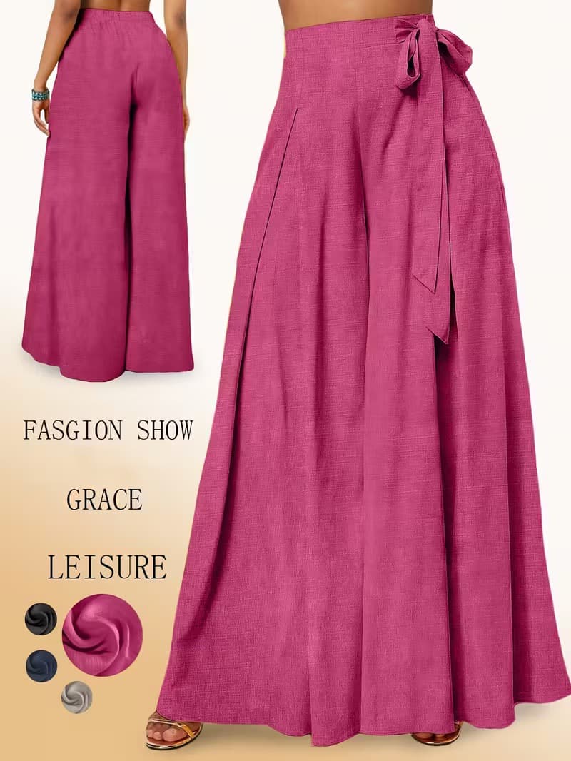 Lace-up Wide-leg Culottes With Pleats European Size Versatile And Easy To Match 12