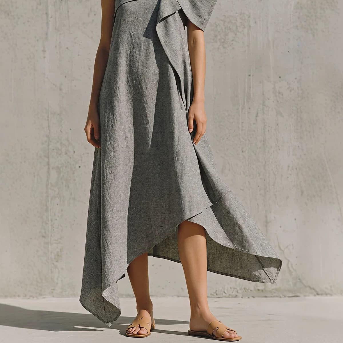 Irregular Hem Asymmetrical Off-shoulder Dress 4
