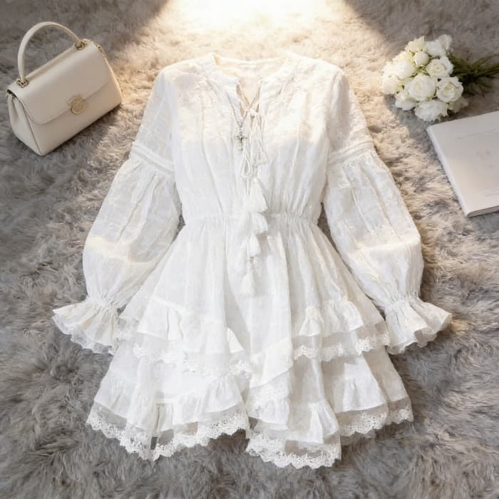 French-style Vacation Chic Sweet Lace Dress For Women 5
