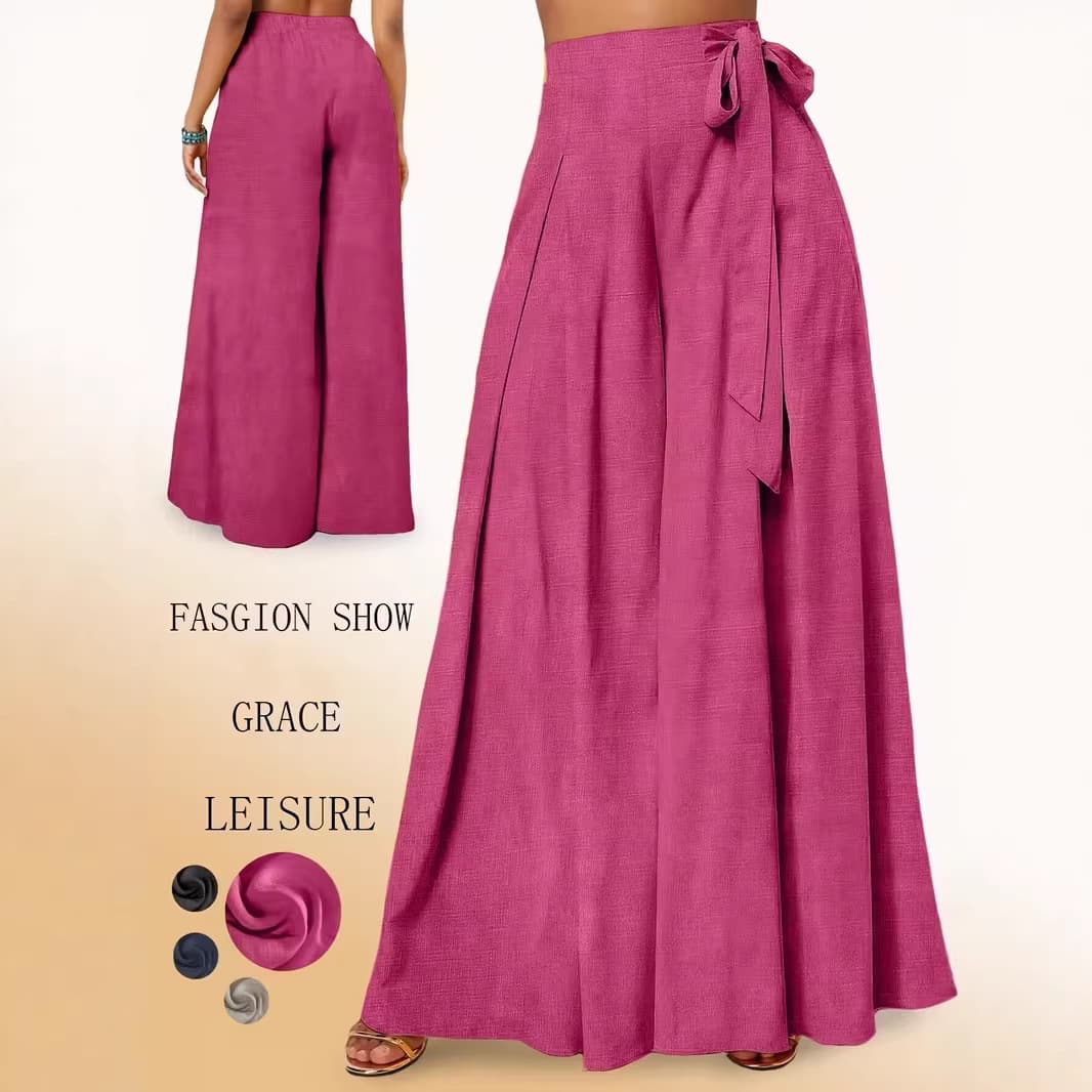 Lace-up Wide-leg Culottes With Pleats European Size Versatile And Easy To Match 4