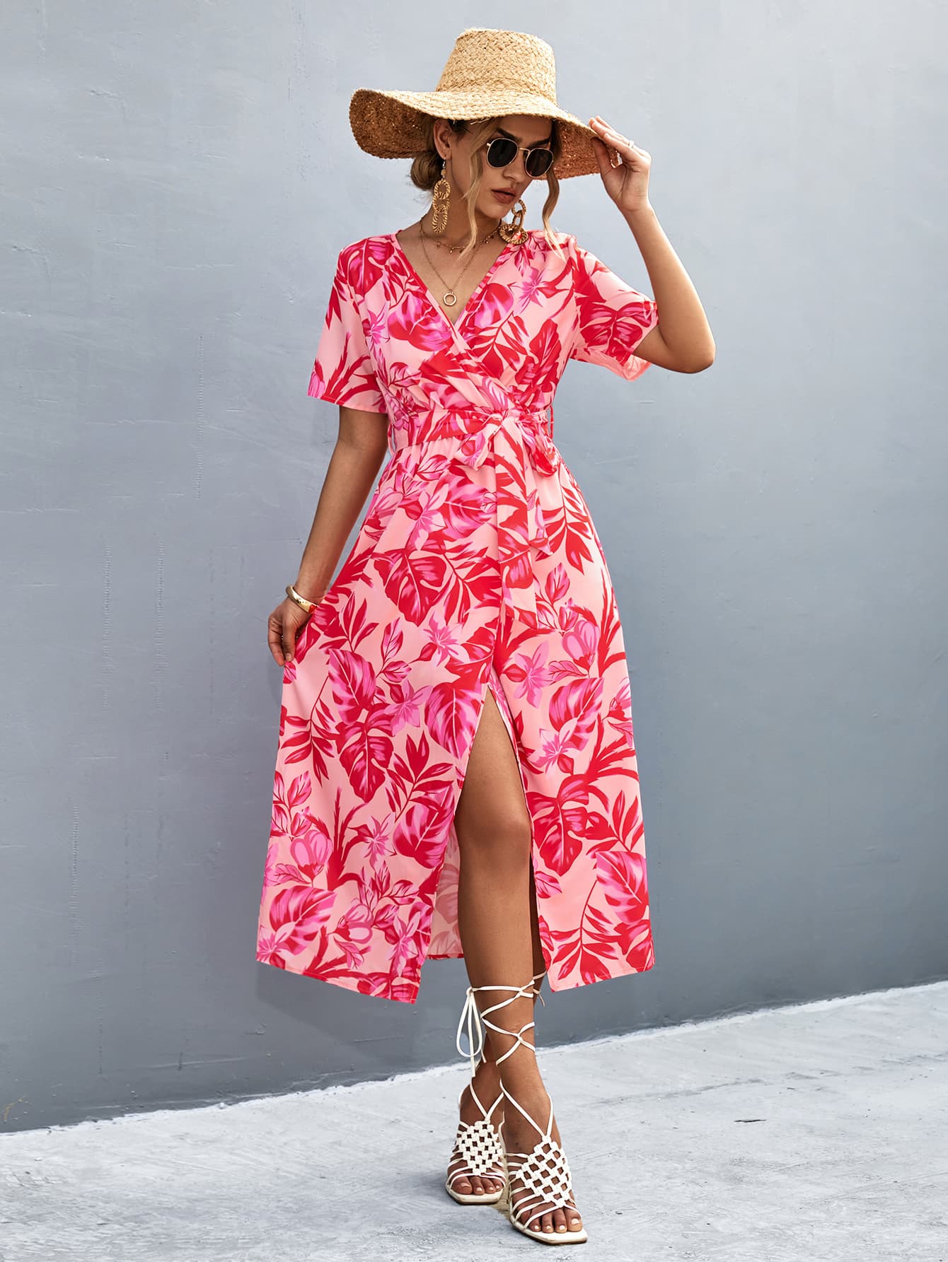 European And American Womens Cross-printed Dress 5