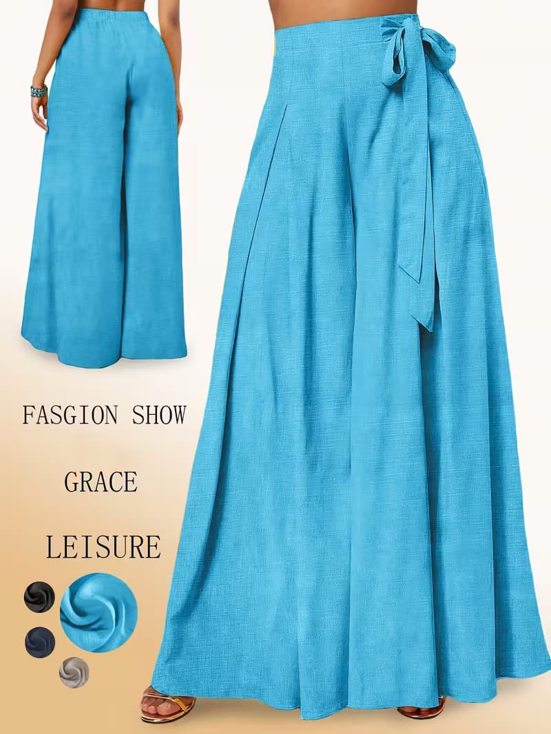Lace-up Wide-leg Culottes With Pleats European Size Versatile And Easy To Match 7