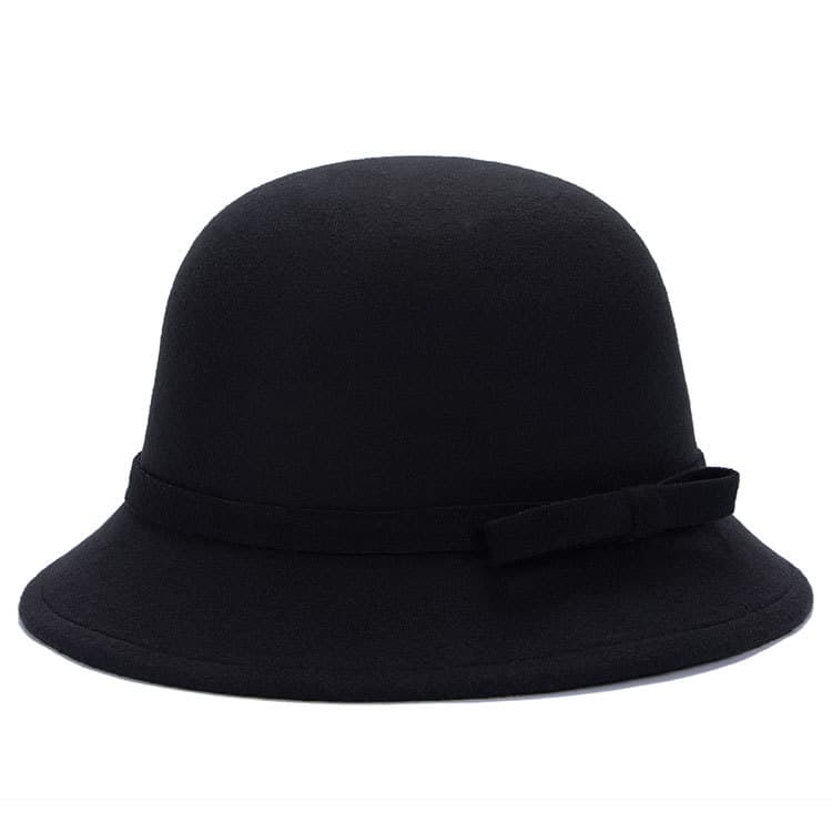 Fashionable And Elegant Womens Bowler Hat With A Striped Bow 3