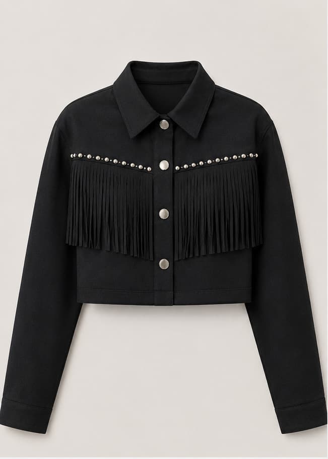 Fringe Faux Suede Short Womens Jacket 4