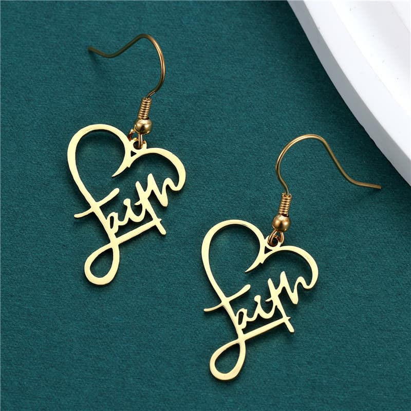 Golden Stainless Steel Heart Earrings 2