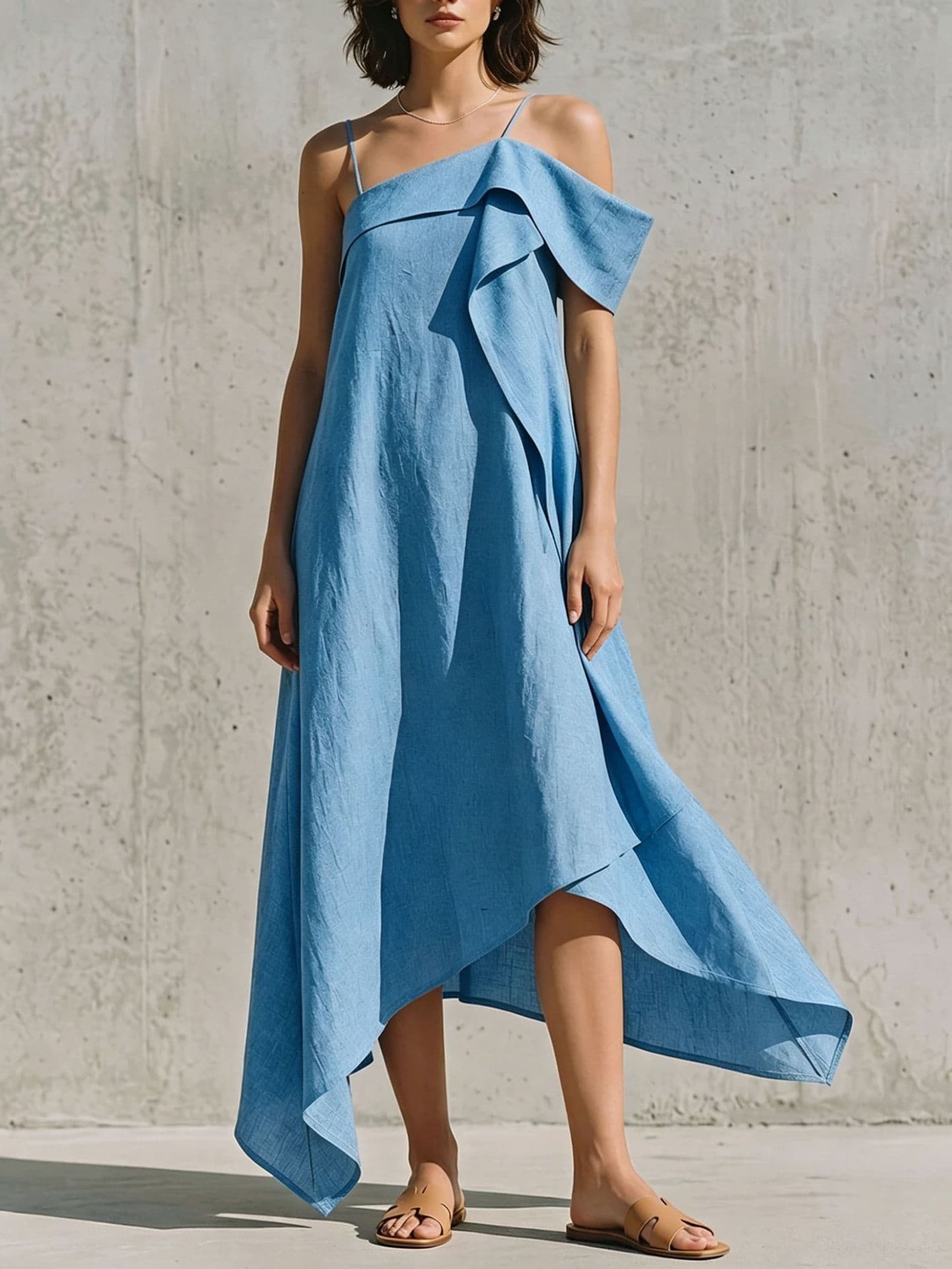 Irregular Hem Asymmetrical Off-shoulder Dress 5
