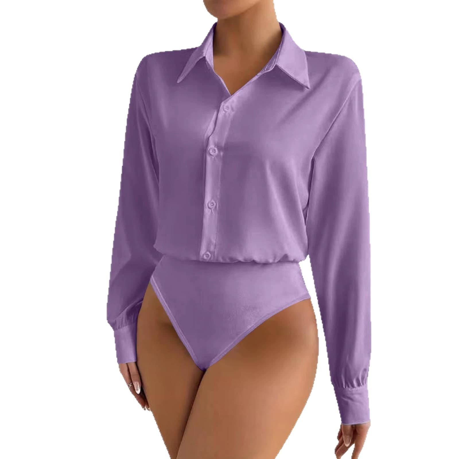 Womens Casual Long-sleeve Cardigan-button-up Shirt Top 8