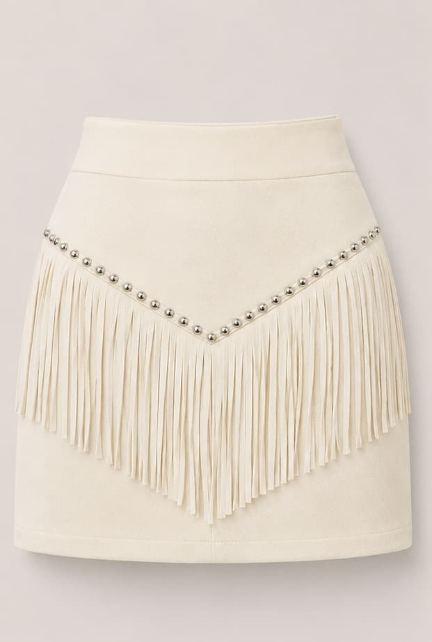 Retro Tassel-studded Faux Suede A-line Mini Skirt 4