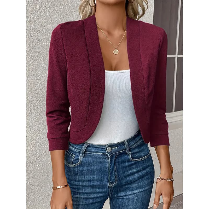 Solid-color Cardigan Casual Long-sleeved Versatile Cropped Jacket 3