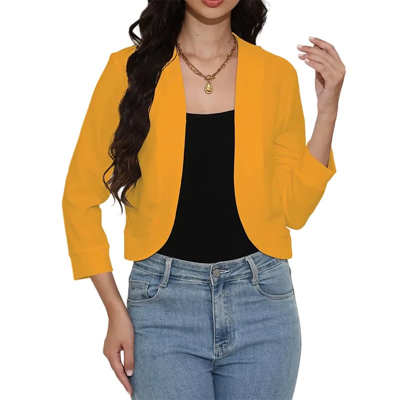 Solid-color Cardigan Casual Long-sleeved Versatile Cropped Jacket 12