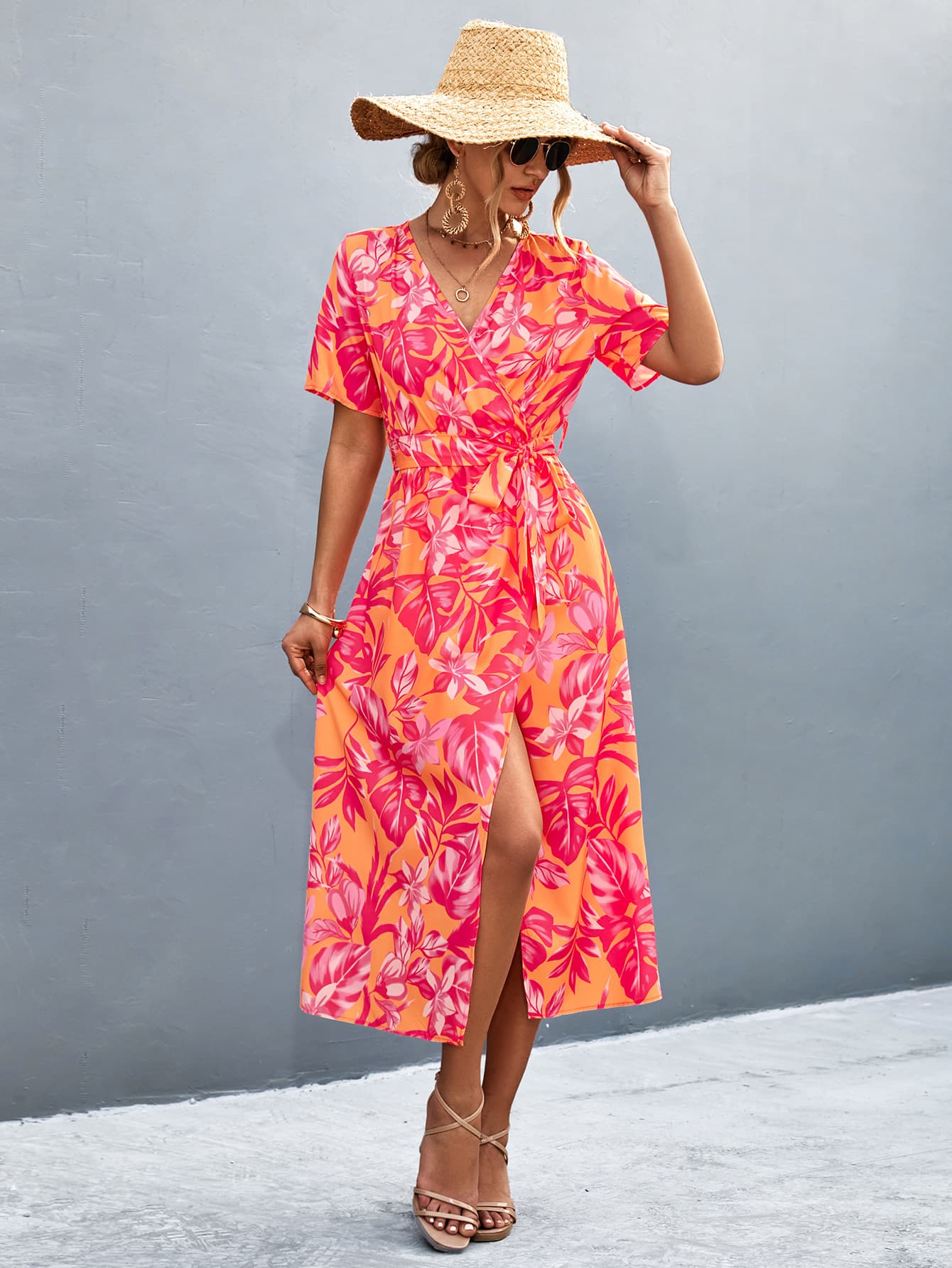 European And American Womens Cross-printed Dress 7